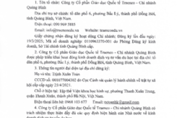 Giấy phép Du Học của Traenco