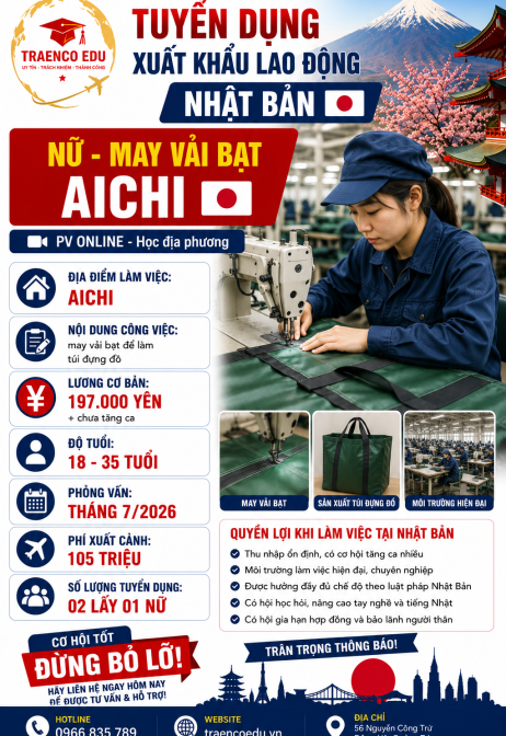 01 NỮ - MAY VẢI BẠT AICHI