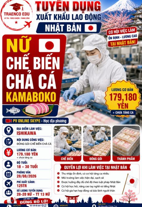 13 NỮ - CHẾ BIẾN CHẢ CÁ KAMABOKO Ở ISHIKAWA