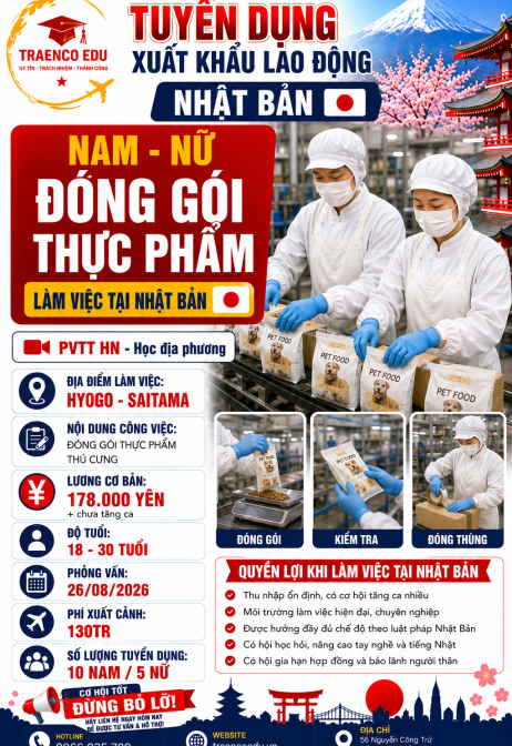 5 NAM NỮ - ĐÓNG GÓI THỰC PHẨM SAITAMA - HYOGO