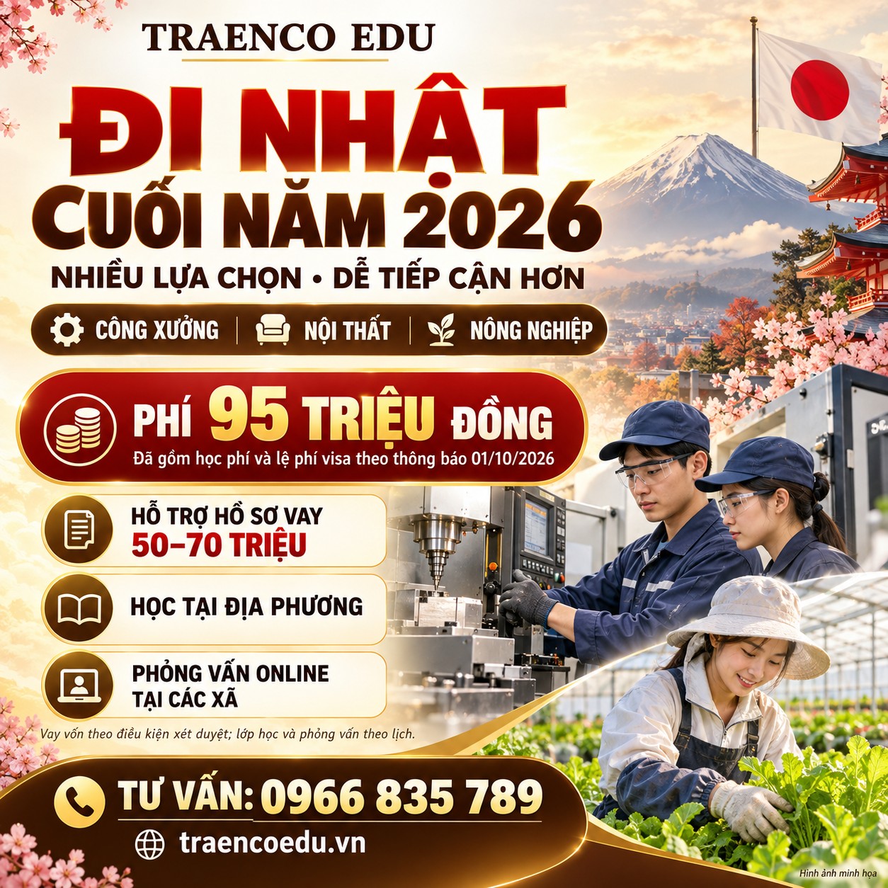 Đi Nhật cuối năm 2026 cùng Traenco Edu - phí thông báo 95 triệu đồng